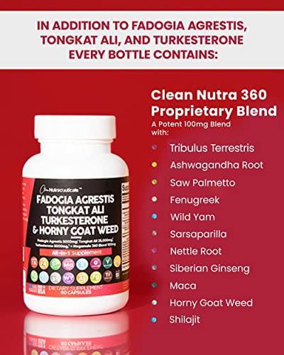 Fadogia Agrestis 5000mg Tongkat Ali 25000mg Turkesterone 5000mg Clean NutraceuticalsUS supplements
