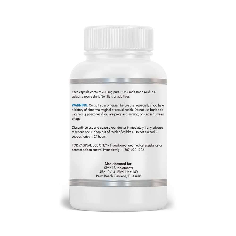 Simpli Supplements 60 Boric Acid Suppositories - Modern Support & Ancient Remedy - Scientifically Simpli SupplementsAu supplements