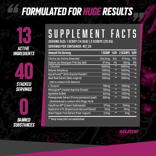 Huge Supplements Pump Serum, Stim Free Pre Workout and Nitric Oxide Booster Huge SupplementsAu supplements