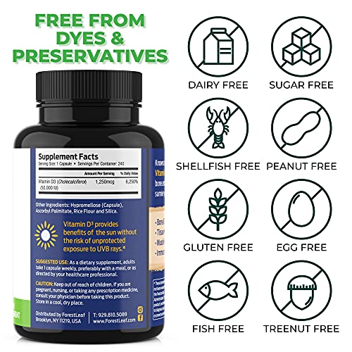 ForestLeaf - Vitamin D3 IU Weekly Supplement (50,000 IU - 240 Count) ForestLeafAu supplements