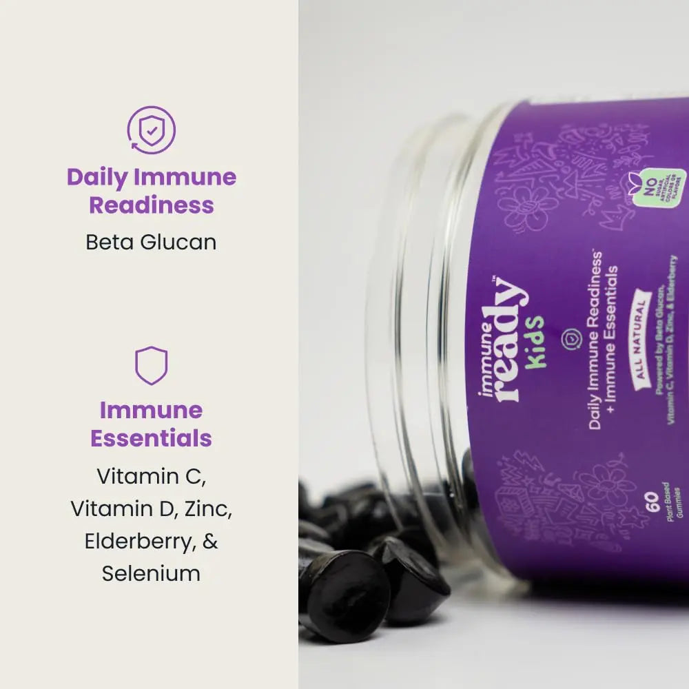 Immune Ready™ Kids Multivitamin Gummies – Mixed Berry Flavor – Sugar-Free Daily Kids Immune Support with Beta Glucan, Elderberry Immune ReadyAu supplements