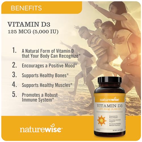 NatureWise Vitamin D3 5000iu (125 mcg) Healthy Muscle Function, and Immune Support NatureWiseUS supplements