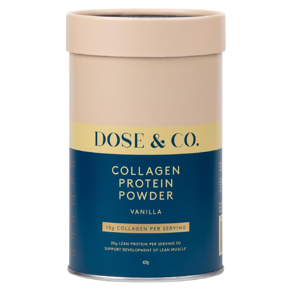 Dose & Co Collagen Protein Powder (Vanilla) 420g – Non-GMO, Gluten Free Collagen Peptides Supplement – 20g of Whey Protein, Vanilla DOSE & COAu supplements