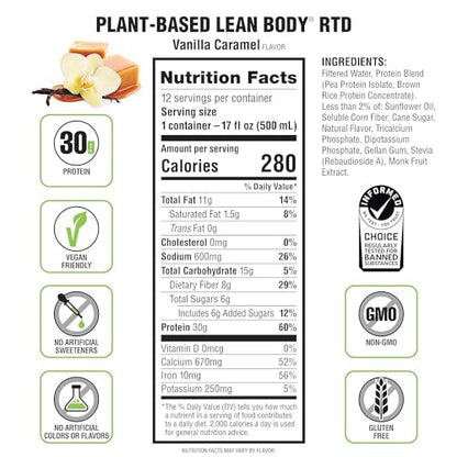 Lean Body Ready-to-Drink, Plant-Based Vegan Vanilla Caramel Protein Shake, 30g Protein LabradaUS supplements