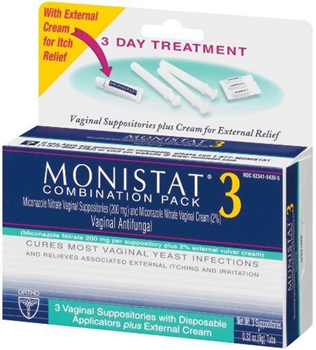 Monistat 3 Vaginal Antifungal Combination Pack, 3 Suppositories with Disposable Applicators MonistatAu supplements