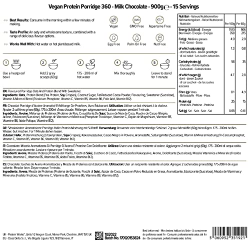 Protein Works - Vegan Protein Porridge 360 | High Protein Breakfast | Plant-Based | Chocolate | 900g THE PROTEIN WORKSAu supplements