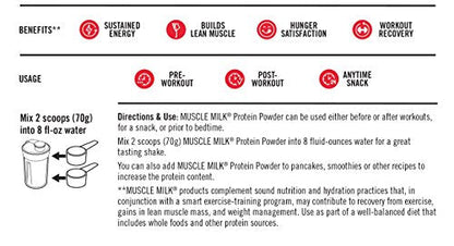 Muscle Milk Genuine Protein Powder, Chocolate, 4.94 Pound, 32 Servings, 32g Protein Muscle MilkUS supplements