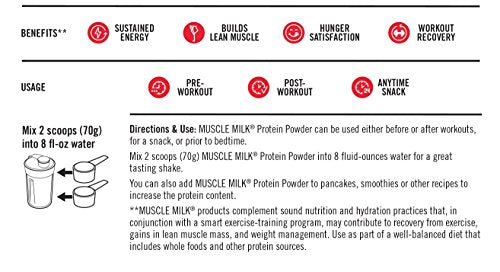Muscle Milk Genuine Protein Powder, Chocolate, 4.94 Pound, 32 Servings, 32g Protein Muscle MilkUS supplements