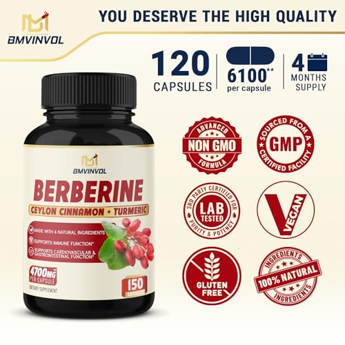 BMVINVOL Premium Berberine HCl 6-in1 Equivalent 6100mg - 120 Capsules - Plus Ceylon BMVINVOLAu supplements
