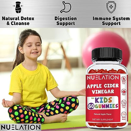 NUELATION Apple Cider Vinegar Gummies for Kids, 60 Servings. Gluten Free, Vegan and Gelatin NUELATIONUS supplements
