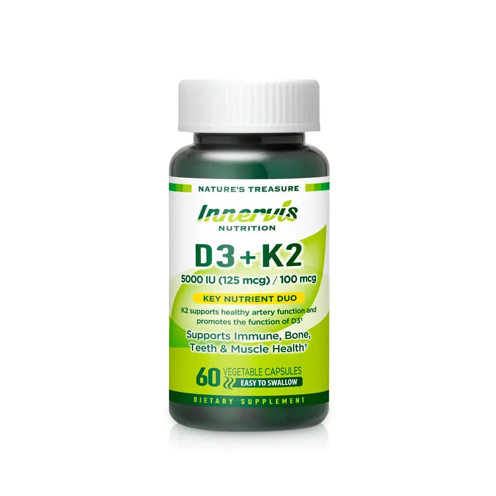 INNERVISNUTRITION Vitamin D3 5000 IU + K2 MK-7 100mcg – Bone, Heart & Immune Support, Easy to Swallow, 60 Capsules INNERVISNUTRITIONAu supplements