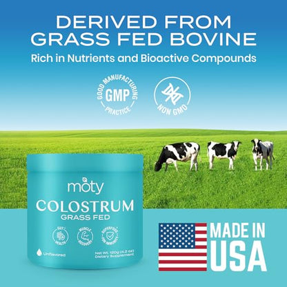 Moty Bovine Colostrum Grass Fed Powder Supplement for Gut Health, Muscle Recovery MotyUS supplements