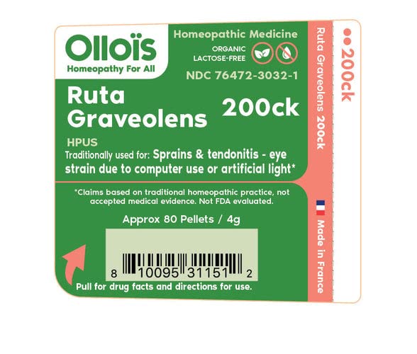 OLLOIS Ruta Graveolens 200ck Organic, Lactose-Free, Kosher Homeopathic Medicine, 80 Pellets OLLOÏSAu supplements
