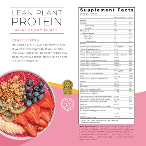 One Sol Protein Powder, Lean & Low Carb, No Bloating, Gluten Free, Lactose-Free One SolAu supplements