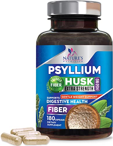High Absorption Psyllium Husk Capsules 1450mg, Natural Soluble Fiber Supplement Non-GMO Nature's NutritionAu supplements