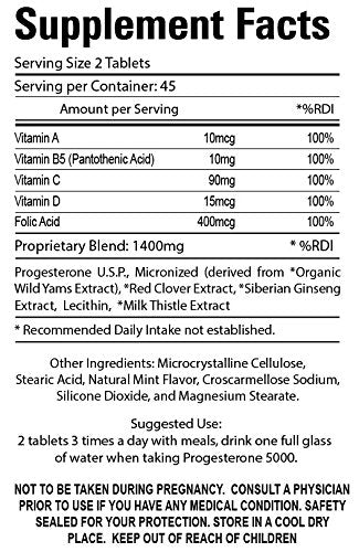 Organic Farm Vitamins Progesterone 5000 - Body glandular System Dietary Supplement, 100% Natural Progesterone Pills - Formula to Balance Hormones - progesterone Supplement, 90 Tablets Organic Farms VitaminsAu supplements