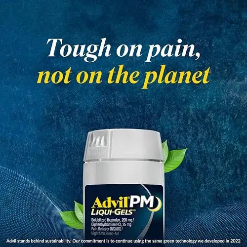 Advil PM Liqui-Gels Pain Reliever and Nighttime Sleep Aid, Pain Medicine with Ibuprofen for Pain Relief and Diphenhydramine HCL for a Sleep Aid - 2x80 Liquid Filled Capsules AdvilAu supplements