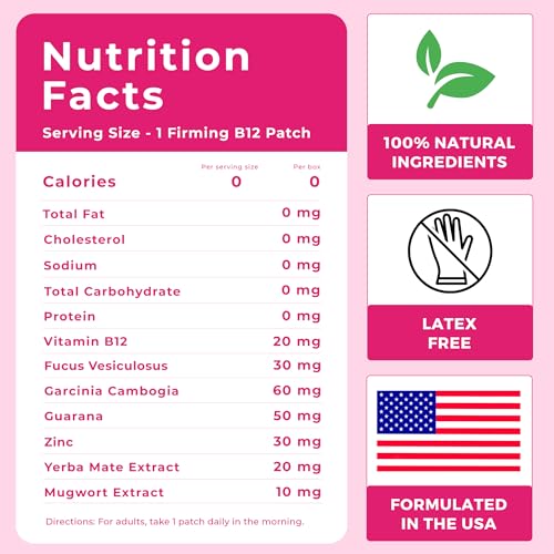 Firming B12 Patches (Pack of 36) - 100% Natural Vitamin Patches for Women, Energy & Body Support Spirit PatchesUS supplements