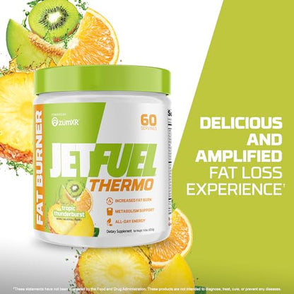 GAT SPORT JetFuel Tropic Thunderburst Thermo Powder for Fat Burning, ZumXR Caffeine GAT SPORTUS supplements