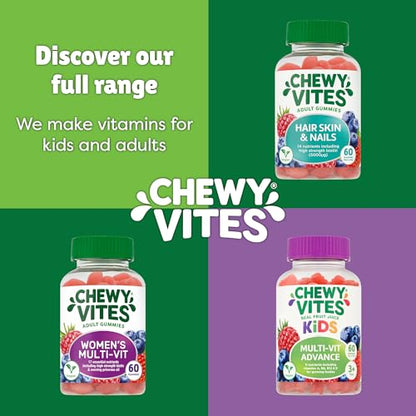 Chewy Vites Beauty Collagen 60 Gummy Vitamins |Hydrolised Collagen, CoQ10, Biotin + Vitamins | 1 Month Supply | Real Fruit Juice | Berry Flavour | 2-a-Day | CHEWY VITESUS supplements