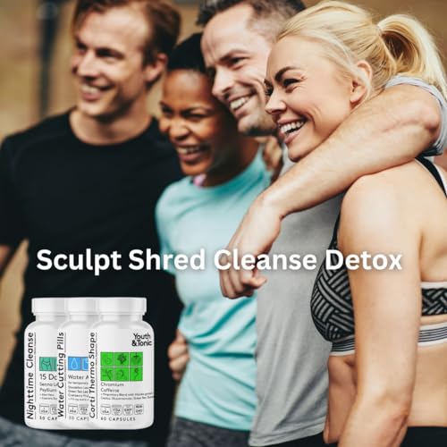Sculpt Shred Cleanse Detox as 3x Action Diet Pills for Puffiness Belly Bloating & Loss of Waste Youth & TonicAu supplements