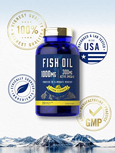 Fish Oil 1000mg | 300mg Omega 3 | 250 Count | Non-GMO and Gluten Free Supplement CarlyleAu supplements