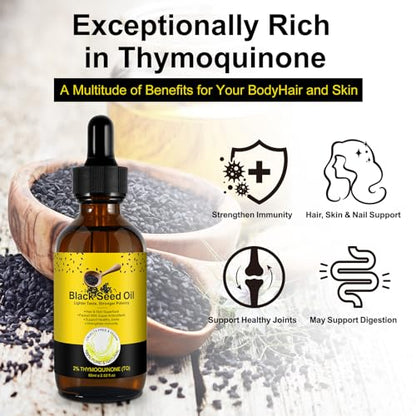2 Pack Black Seed Oil, Organic Cold Pressed Unrefined Black Seed Oil, Pure Natural Black BDBFZCFPUS supplements