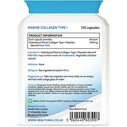 Health4All Marine Collagen Peptides Type I 120 Capsules (V) 2000mg Daily Dose Super Absorbable Health4AllUS supplements