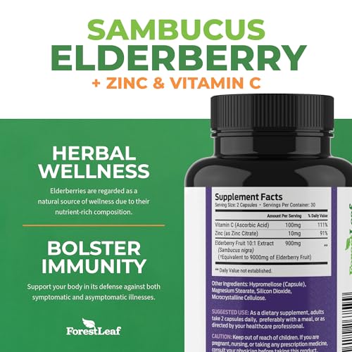 ForestLeaf Sambucus Elderberry with Vitamin C and Zinc - 9000mg Ult ForestLeafUS supplements