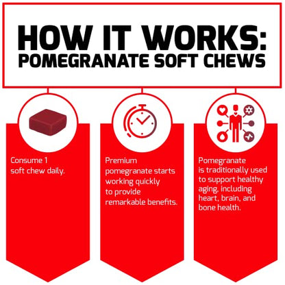 Force Factor Pomegranate Soft Chews for Healthy Aging, Heart Health, Bone Health Force FactorUS supplements