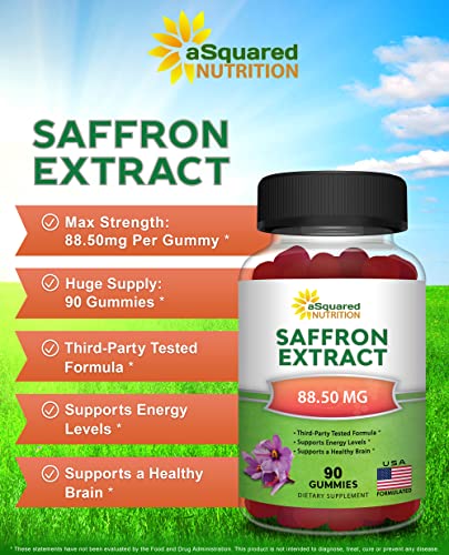 Saffron Gummies - Saffron Extract Supplement - Pure Gummy Supplements Alternative aSquared NutritionUS supplements