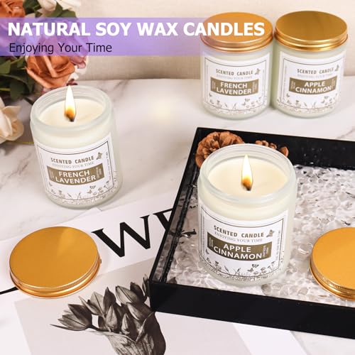 4 Pack Candles for Home Scented, Lavender & Cinnamon Candles Gifts for Women, 28 oz 200H Long zsalttAu supplements