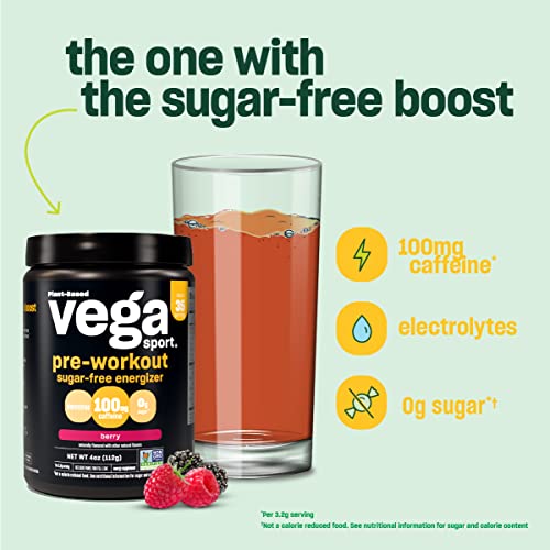 Vega Sport Sugar Free Pre-Workout Energizer, Berry - Pre Workout Powder for Women VegaAu supplements