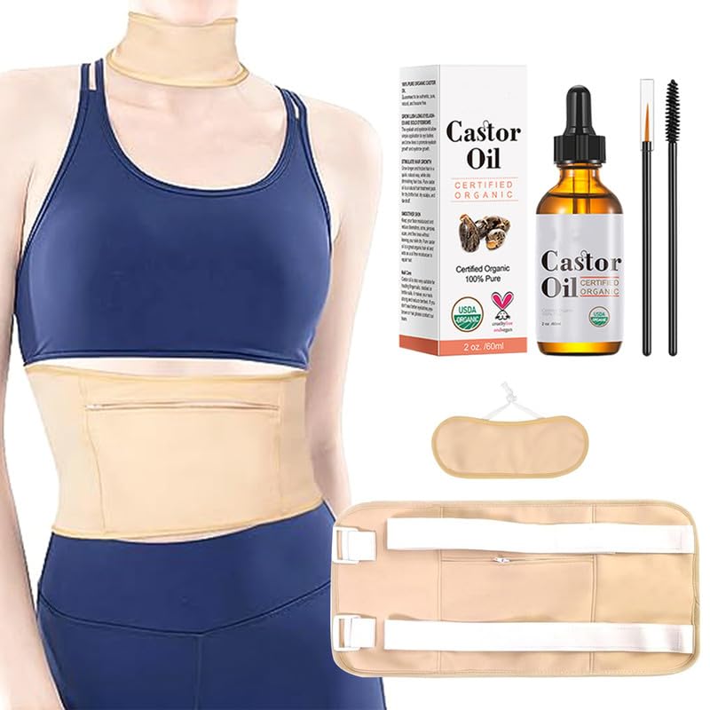 R3 KAYOIL Castor Oil Packs - Organic and Reusable Packs for Stomach and Neck Set R3 KAYOILUS supplements