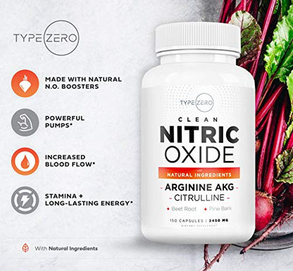 Type Zero Nitric Oxide 6X Booster, 150 Veggie Capsules - Natural Supplement - Beetroot Type ZeroUS supplements