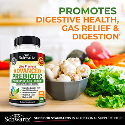 Prebiotics for Advanced Gut Health - Immune System Support & Dietary Fiber BioSchwartzUS supplements