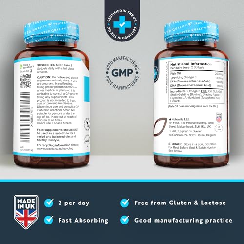 Omega 3 2000mg with 660mg EPA & 440mg DHA per Serving - 240 Softgel Capsules NutravitaUS supplements