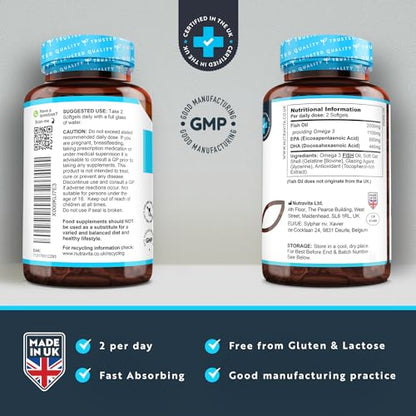 Omega 3 2000mg with 660mg EPA & 440mg DHA per Serving - 240 Softgel Capsules NutravitaUS supplements