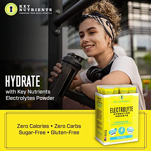 KEY NUTRIENTS Multivitamin Electrolytes Powder Packets - Refreshing Lemonade 40 Pack Hydration Packets - Travel Hydration Powder - No Sugar, No Calories, Gluten Free - Made in USA KEY NUTRIENTSUS supplements