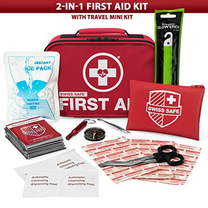 Swiss Safe 2-in-1 First Aid Kit (120 Piece) + Bonus 32-Piece Mini Kit Swiss SafeUS supplements
