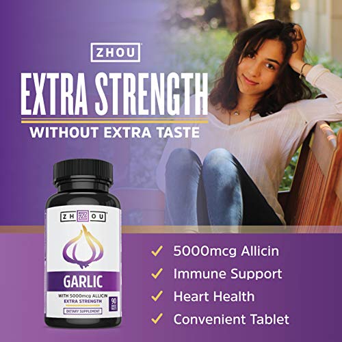 Zhou Nutrition Garlic Supplement With Allicin, Extra Strength 5000mcg Allicin Per Serving Zhou NutritionUS supplements