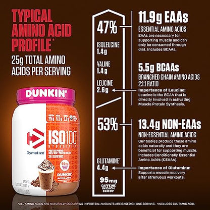 Dymatize ISO100 Hydrolyzed Protein Powder in Dunkin' Mocha Latte Flavor, 100% Whey DymatizeUS supplements