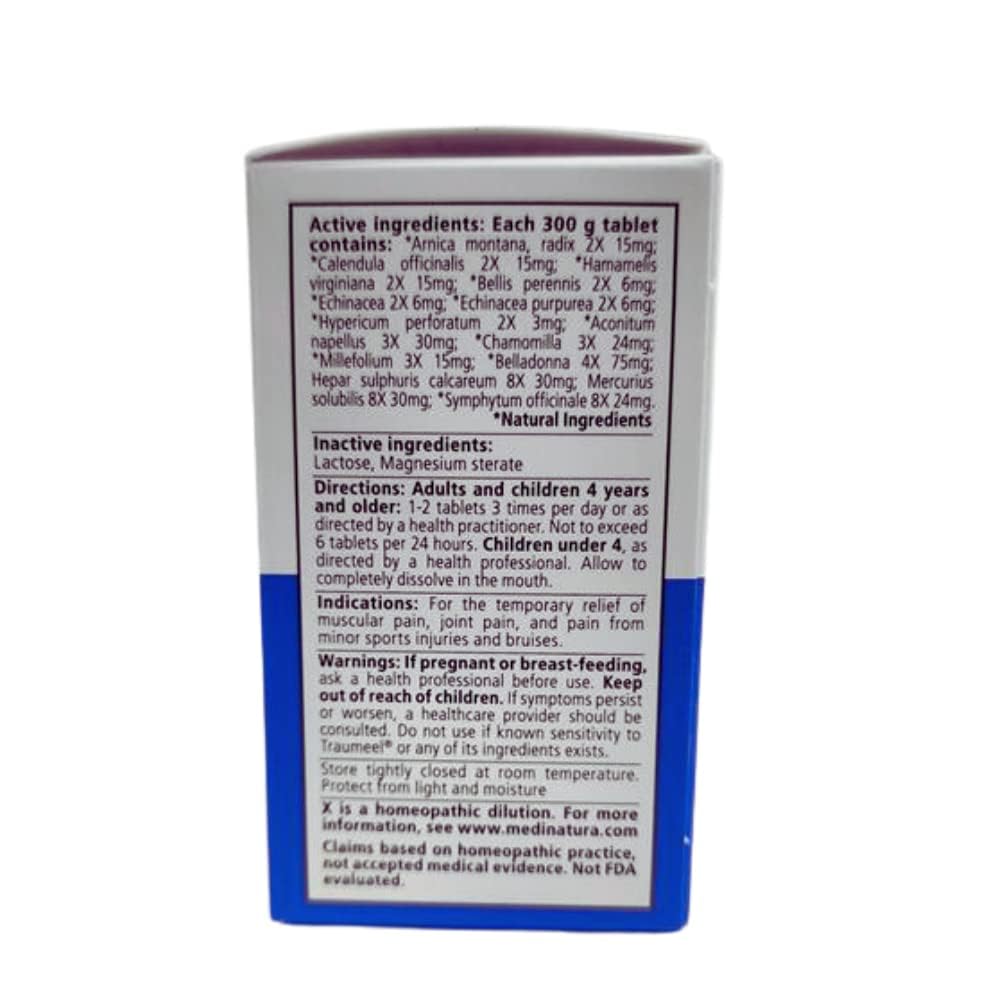 MediNatura Traumeel Homeopathic Arnica + 13 Active Ingredients for Muscle, Joint, Back, Arthritis, Injury, Exercise Related Pain & Soreness - Made in Germany - 100 Tablets MediNaturaAu supplements
