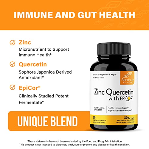 Sandhu's Zinc Quercetin with EpiCor® 60 Vegetarian Capsules - Gluten-Free Zinc Sandhu'sUS supplements