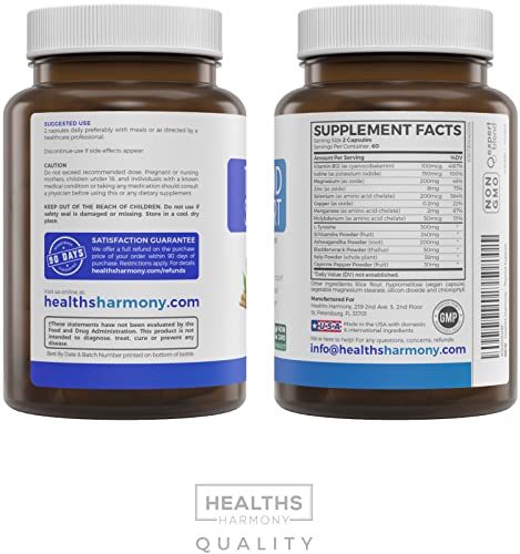 Thyroid Support with Iodine - 120 Capsules (Non-GMO) Healths HarmonyAu supplements