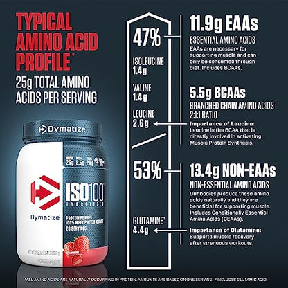 Dymatize ISO100 Hydrolyzed Protein Powder, 100% Whey Isolate Protein, 25g of Protein DymatizeUS supplements