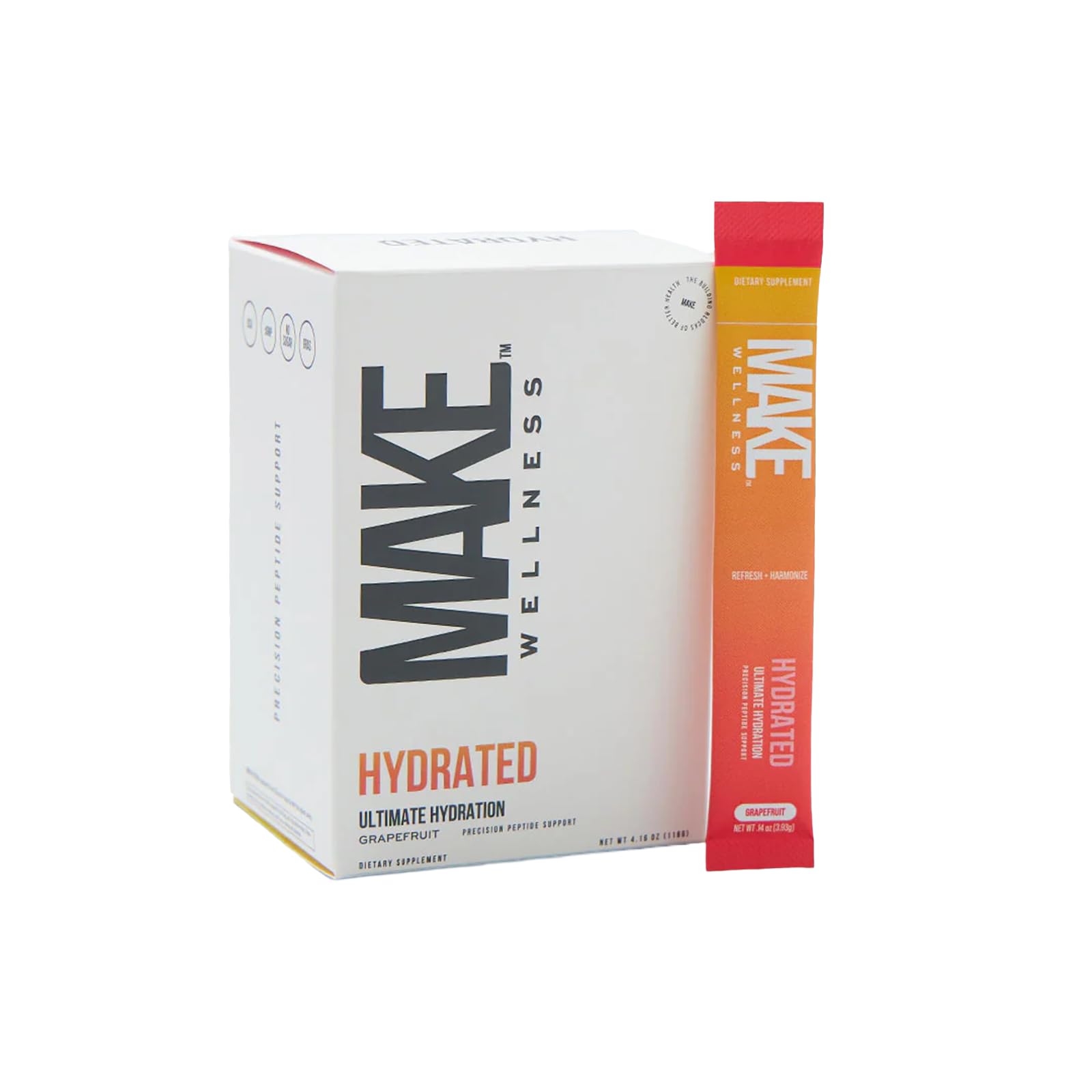 Make Wellness HYDRATED | 30 Servings | Grapefruit Flavor | Supports Hydration & Electrolyte Balance | Bioactive Peptide Blend for Daily Overall Wellness Make WellnessAu supplements