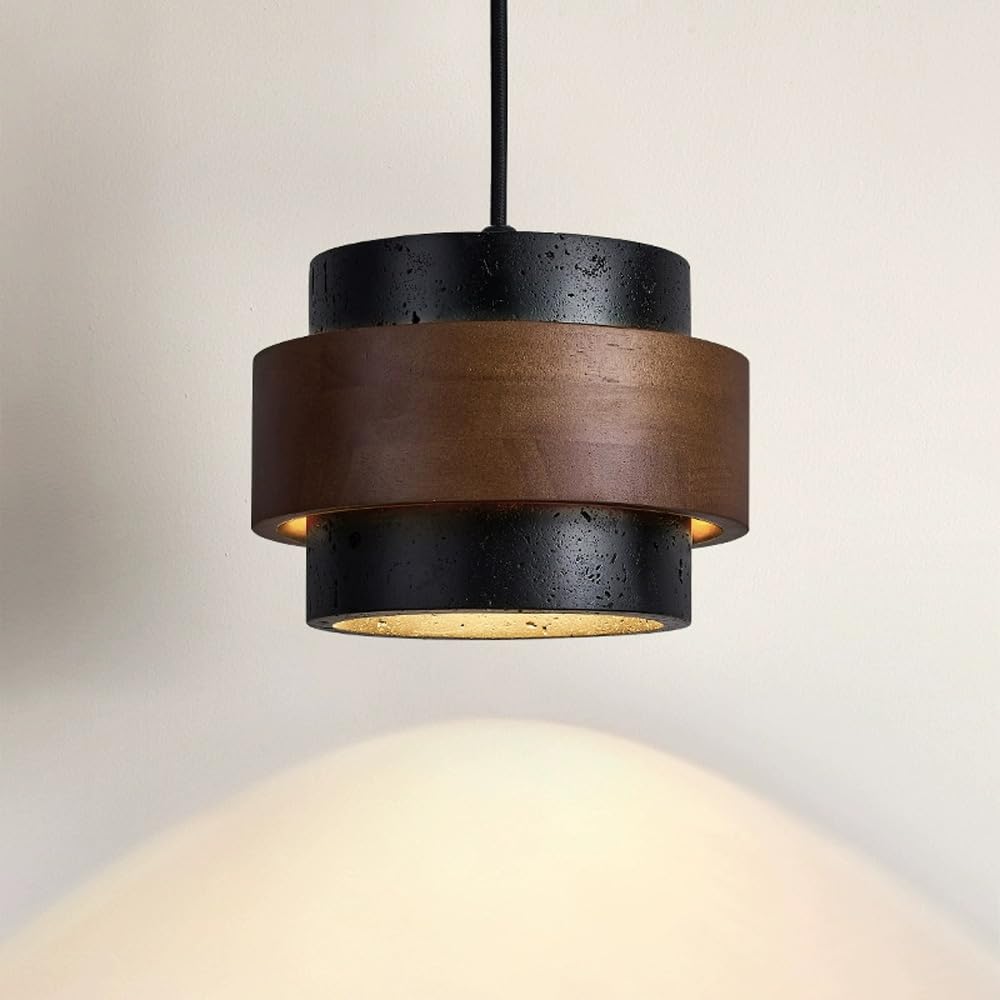 JIANGXMF Nordic Natural Travertine Pendant Light Wabi-sabi Stone Chandelier Retro Industry Hanging Ceiling Lamp for Bedroom Bedside Study Dining Table Lighting (Black) JIANGXMFAu supplements