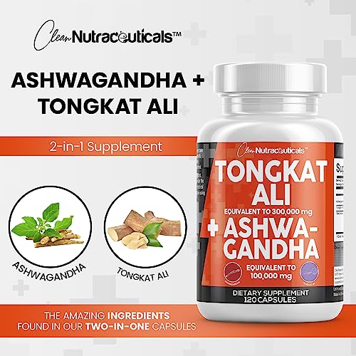 Clean Nutraceuticals Tongkat Ali 300,000mg and Ashwagandha 100,000mg Clean NutraceuticalsUS supplements