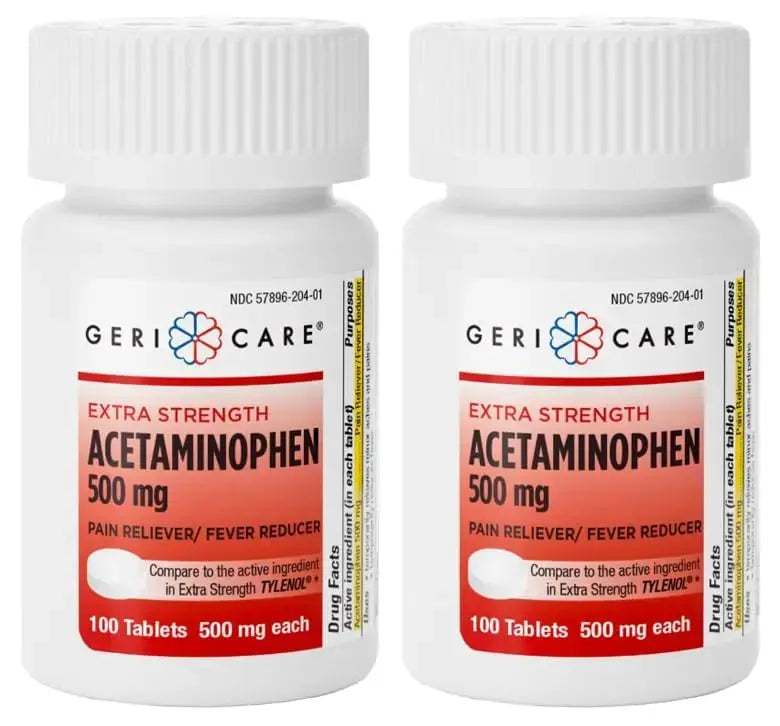GeriCare Extra Strength Acetaminophen Pain Relief Fever Reducer Tablets, Strength 500mg Tablet | Joint, Muscle, Arthritis, Back Pain, Body Pain Relief, 100 Count (Pack of 2) GeriCareAu supplements